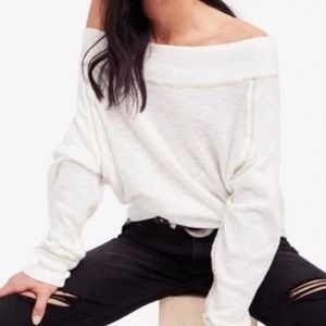 Free People Off the Shoulder White Sweater